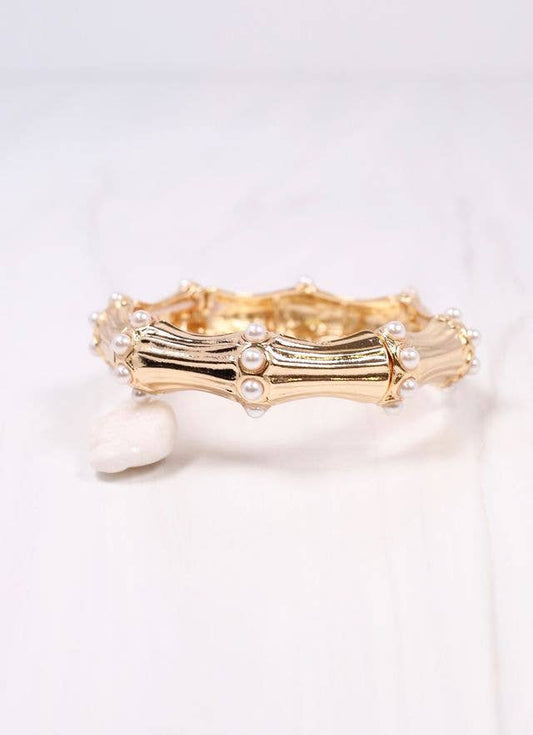 Hollander Stretch Bracelet with Pearls GOLD