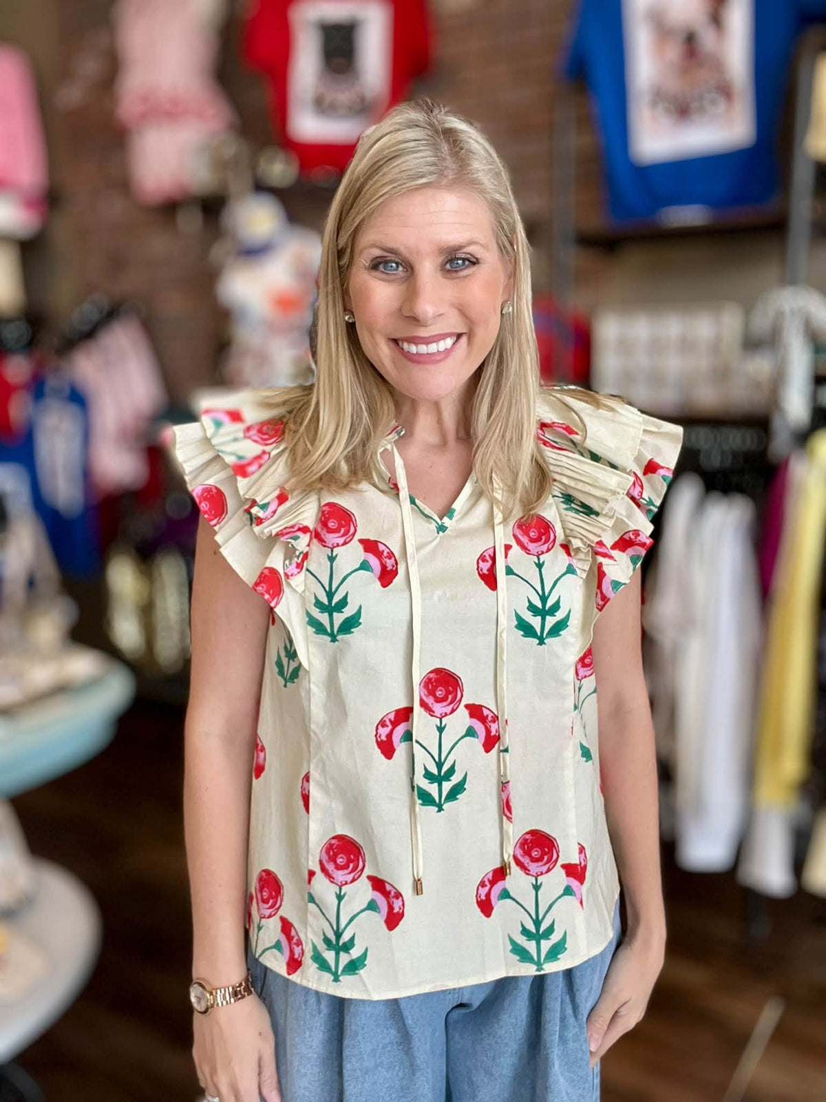 Cream + Poppies Blouse