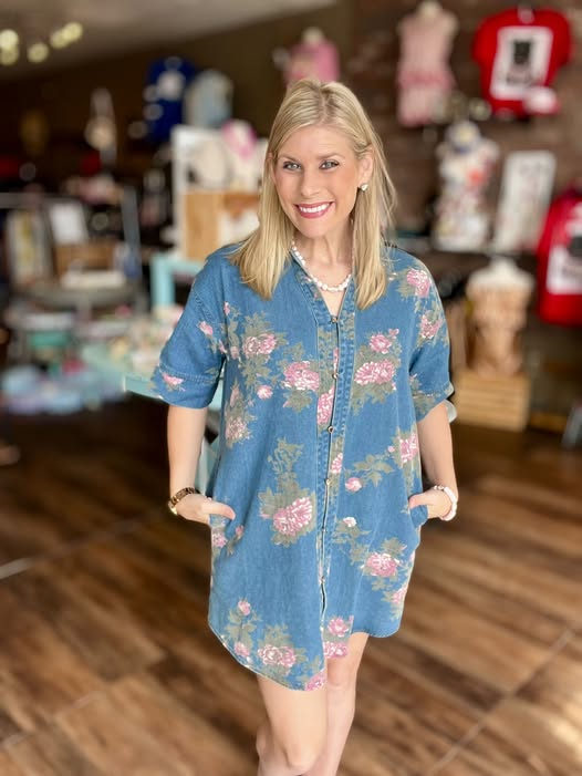 Roses + Denim Dress