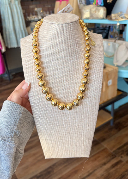 18K Gold Plated Large Beaded Necklace