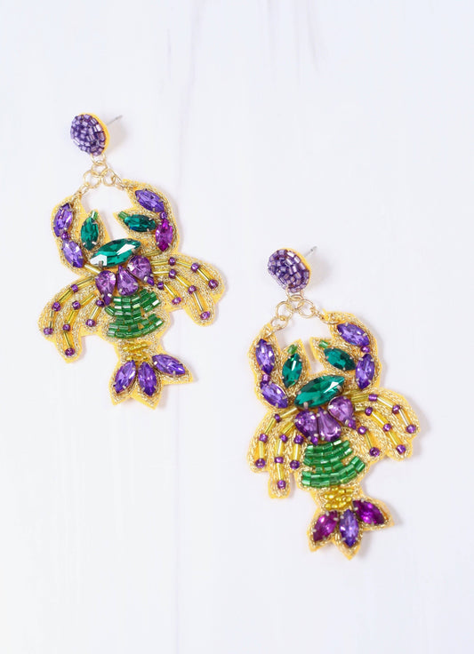 Mardi Gras Crawfish Earring MULTI