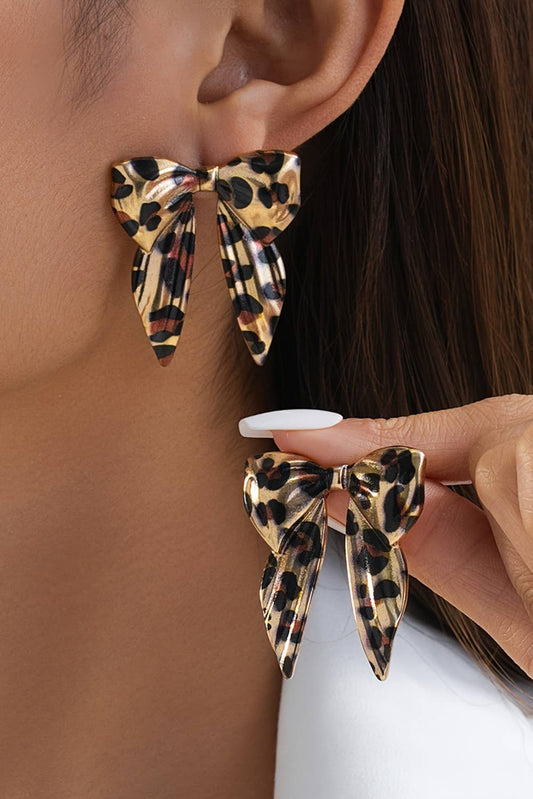 Wild Leopard Print Bow Knot Earrings