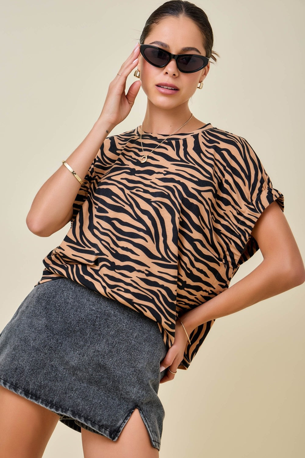 Tiger Print is Easy Knit Top