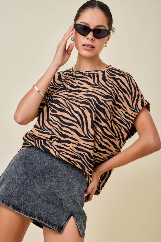 Tiger Print is Easy Knit Top