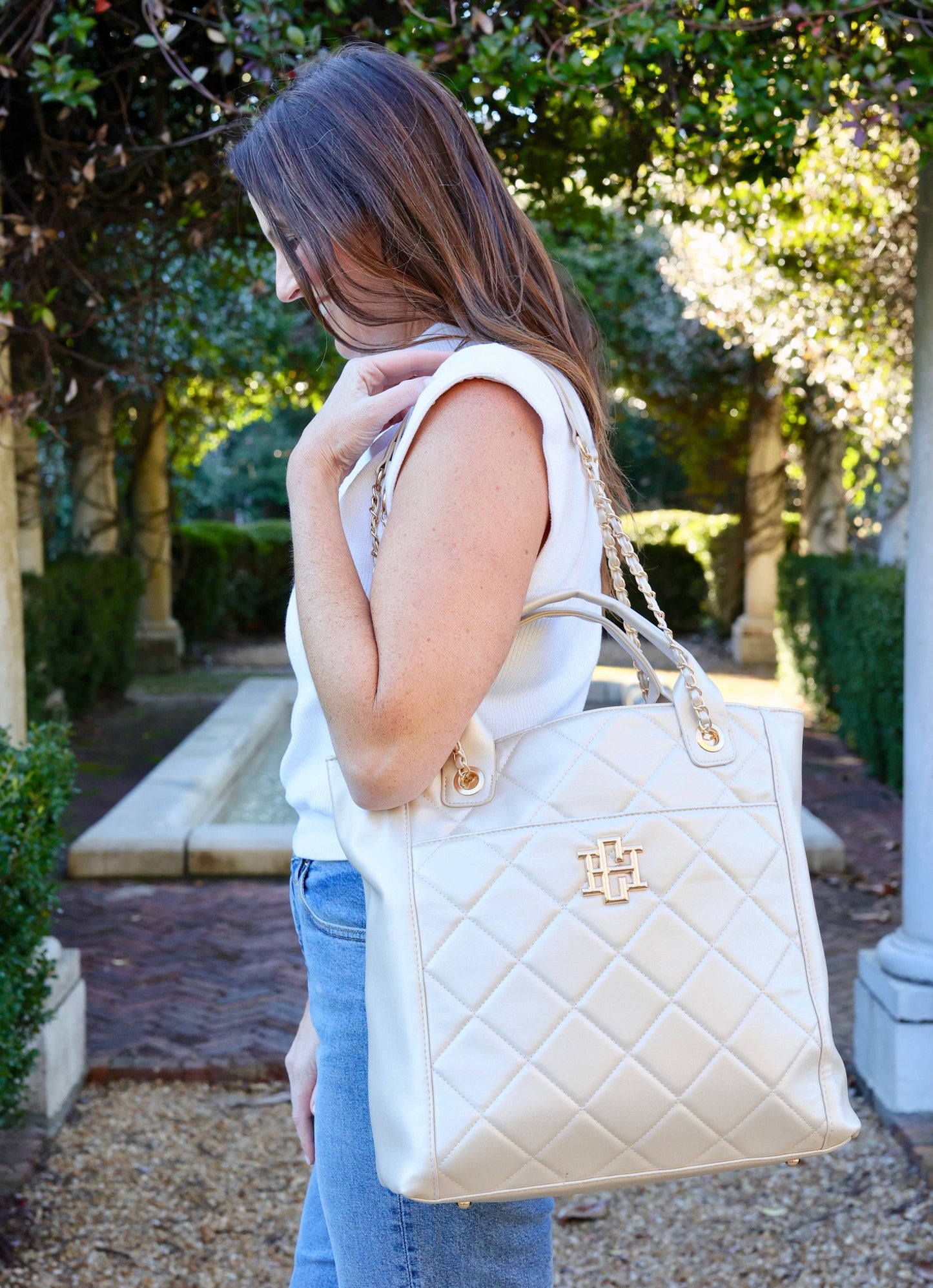 Caroline Hill - Kinzley Tote PEARL QUILTED LD