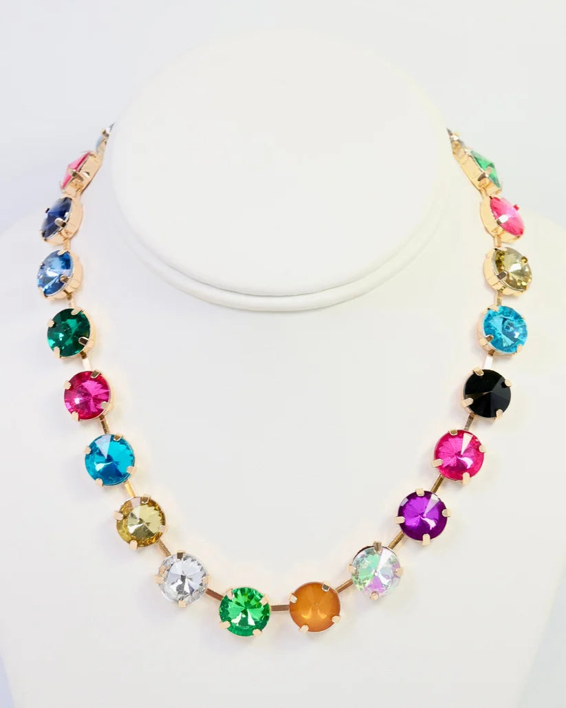 Shalimar Large Rhinestone Necklace Dark Multi