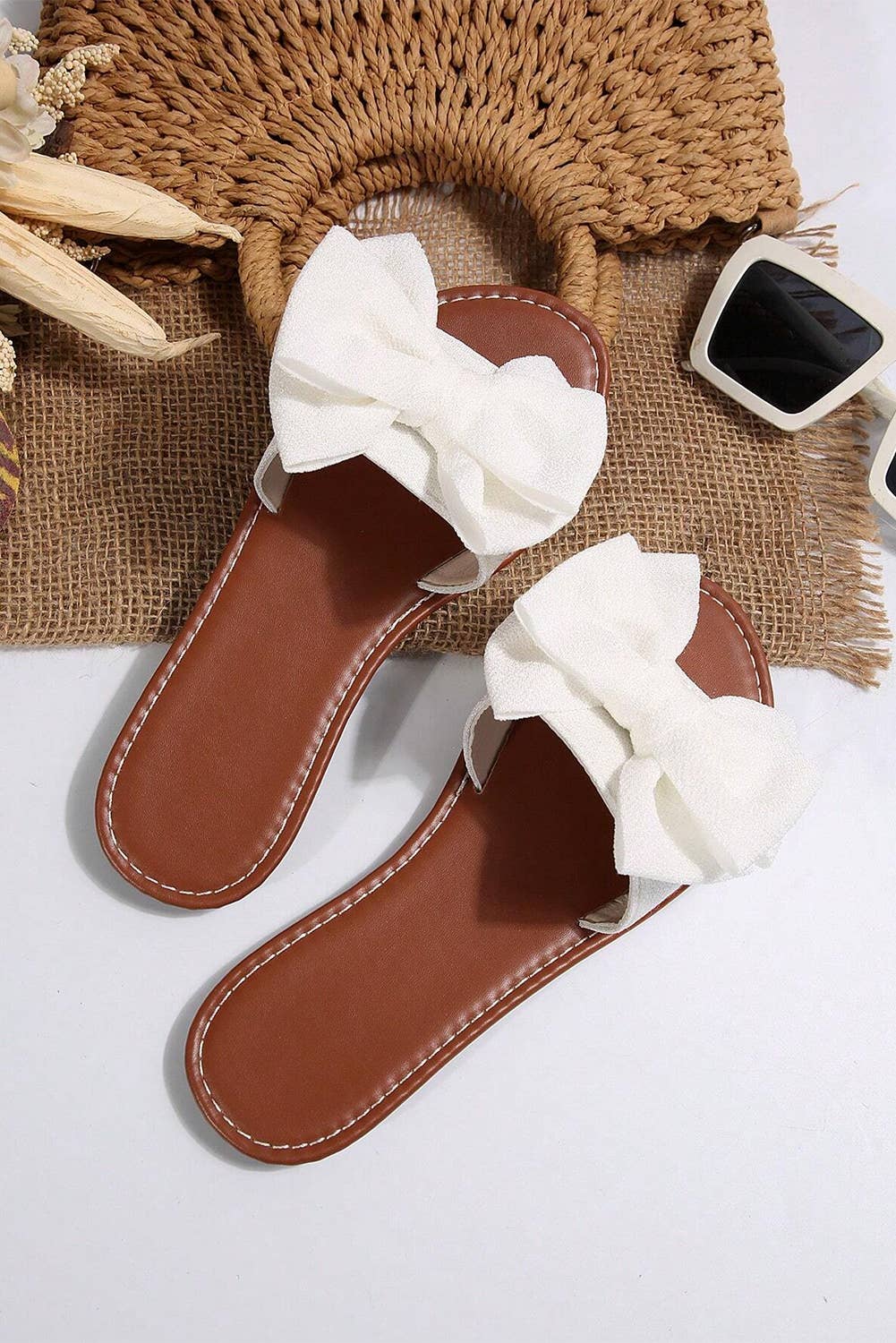 Bow Knot Leather Flats