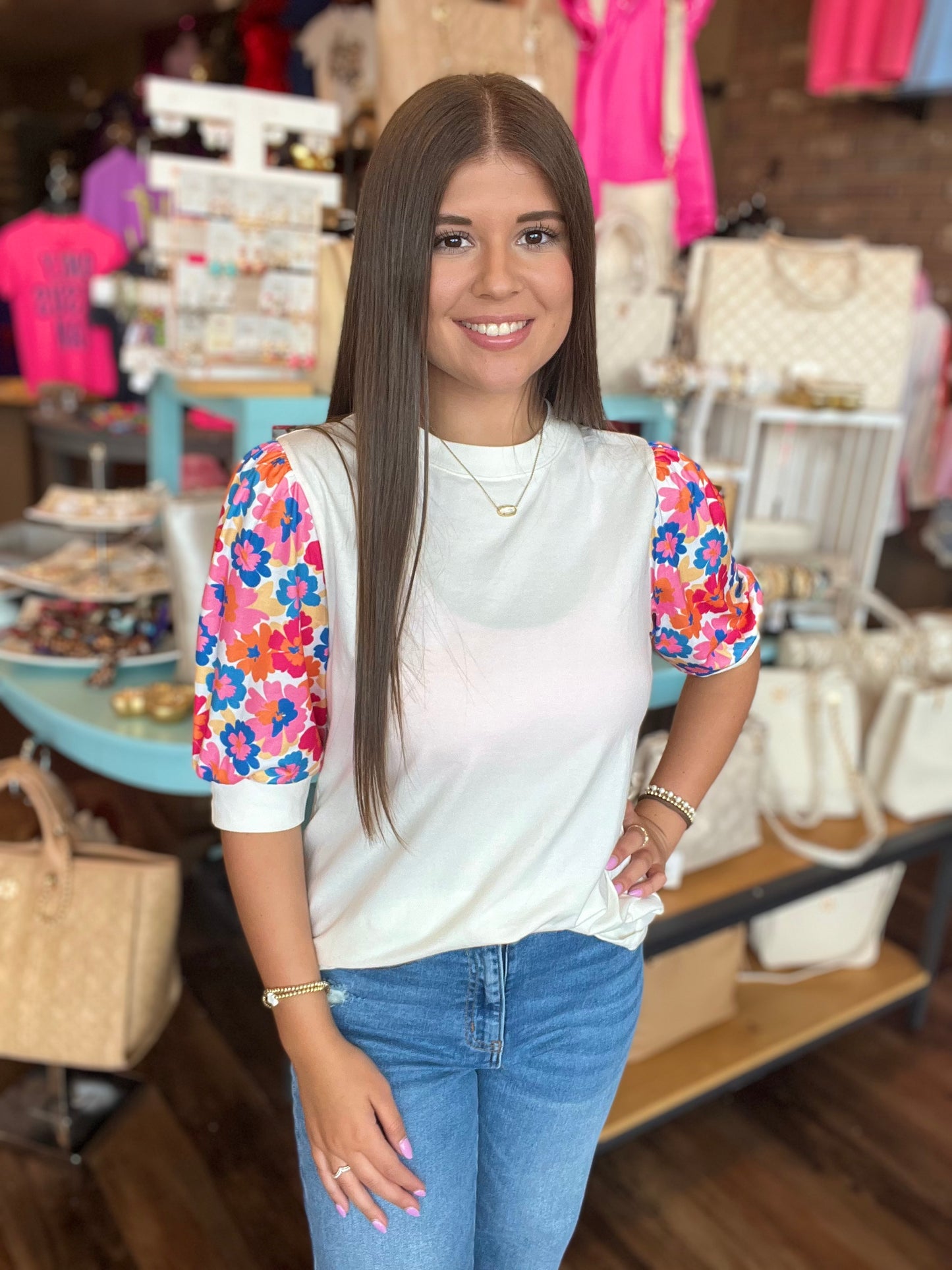 Flower Power Puff Sleeve Blouse