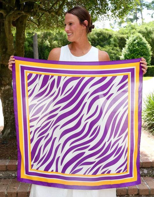 Harper Striped Scarf Large Purple Gold