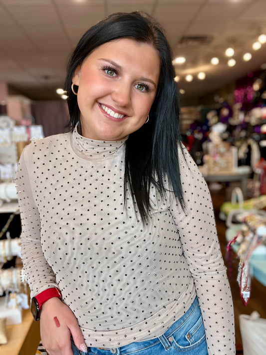 Embellished Mesh Blouse