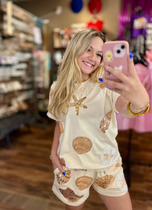 Seashell Sequin & Pearl Set