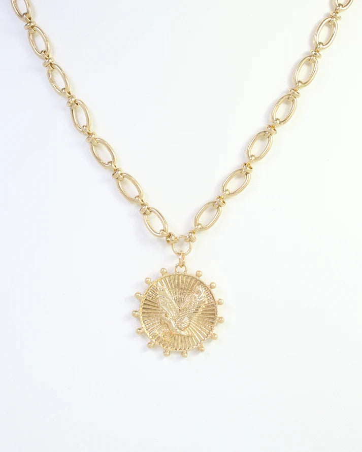 Carmen Coin Necklace Eagle Worn Gold