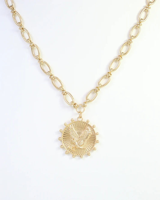 Carmen Coin Necklace Eagle Worn Gold