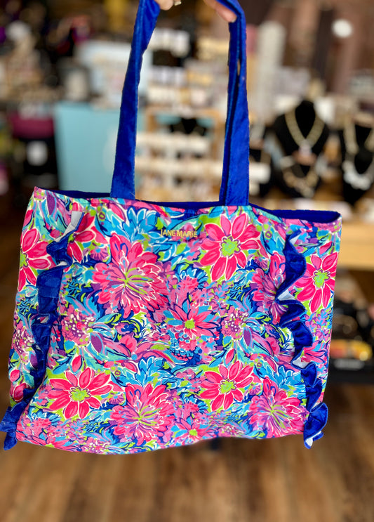Velvet Floral Tote