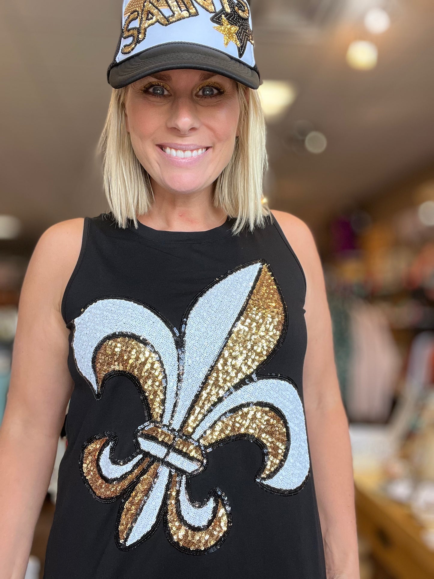 Fleur de Lis in Sequins Tank