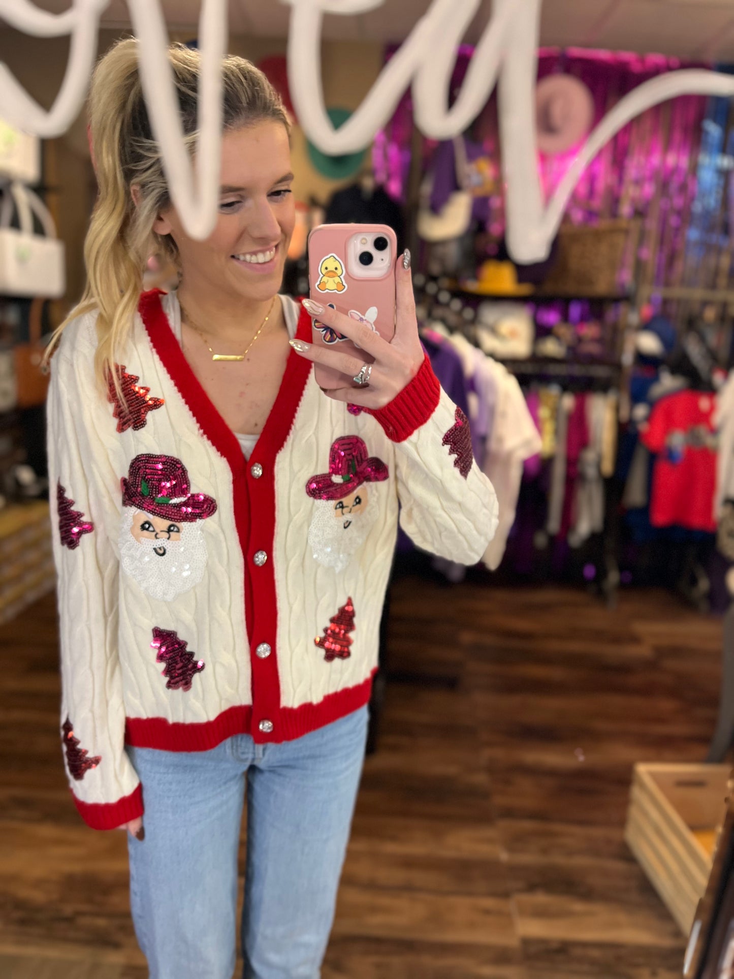 Cowboy Santa Patch Cardigan
