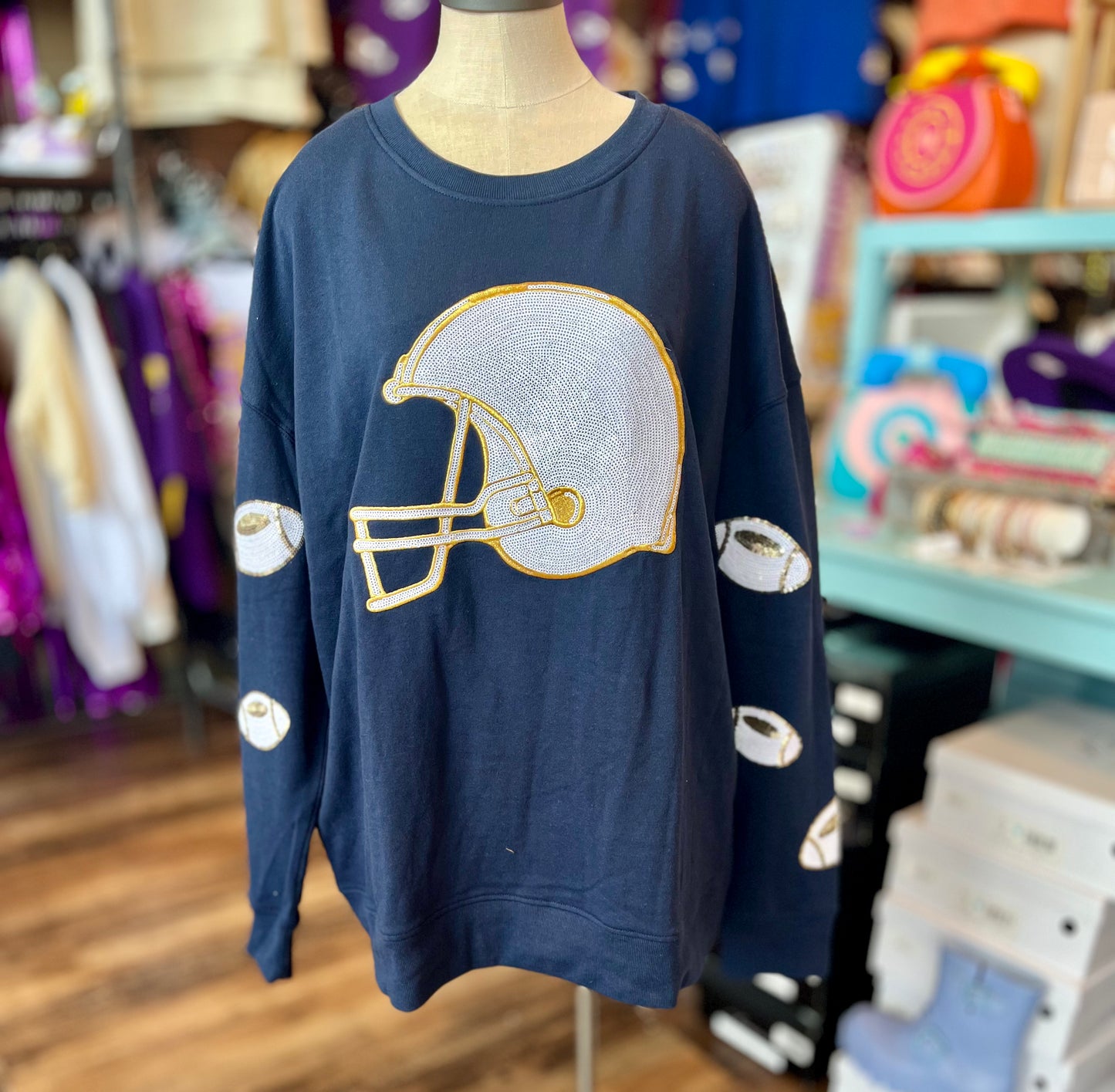 JM Sequin Helmet Sweatshirt