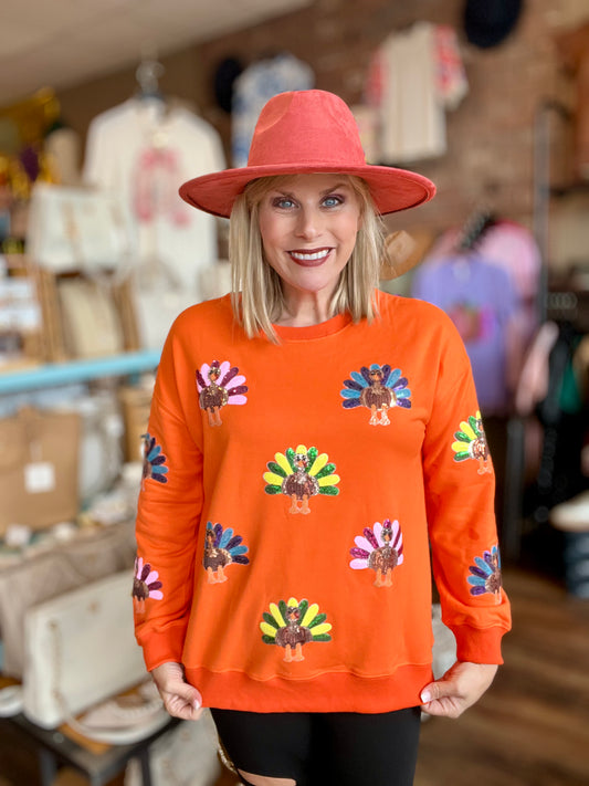 Fancy Turkeys Sweatshirt (Orange)