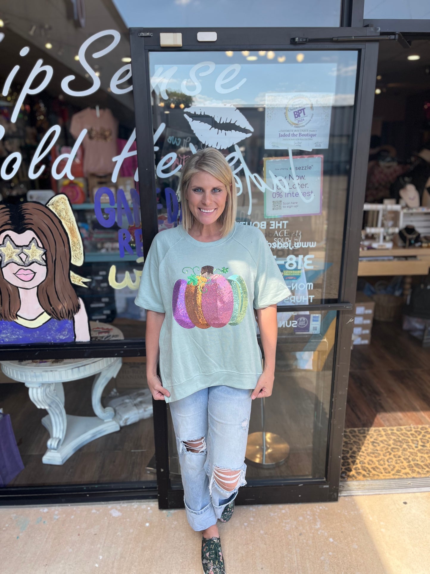 Sequin Pumpkin Patch Tee/Sweatshirt