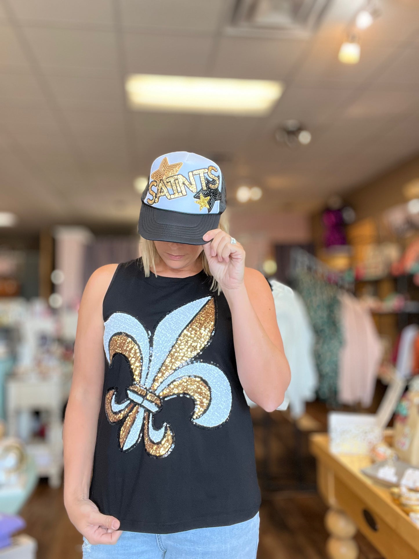 Fleur de Lis in Sequins Tank