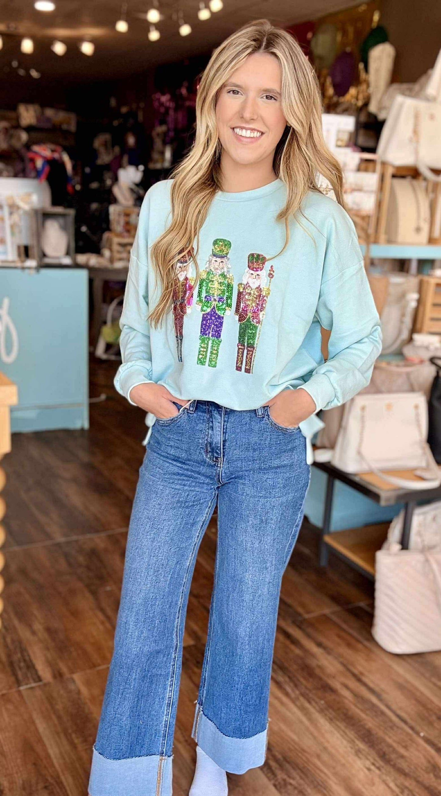 Candy Nutcracker Sequin Sweatshirt