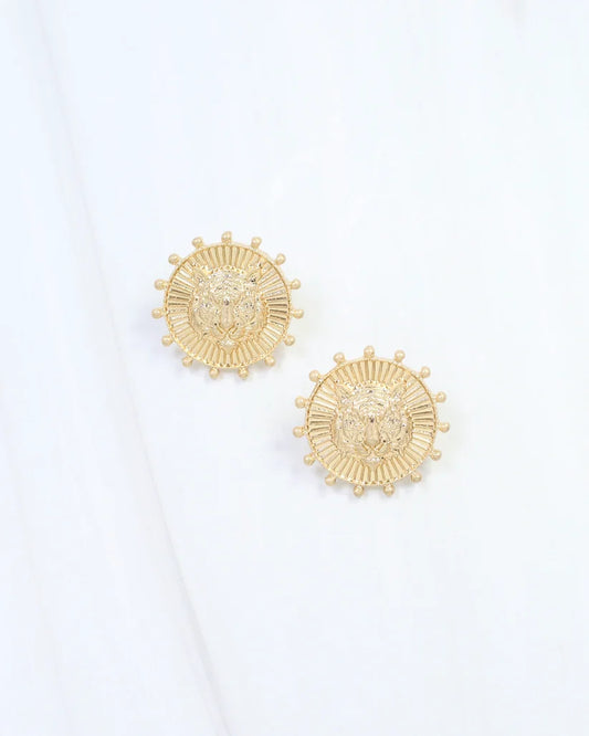 Carmen Coin Earring Tiger Worn Gold