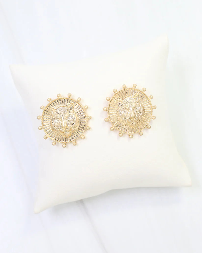 Carmen Coin Earring Tiger Worn Gold