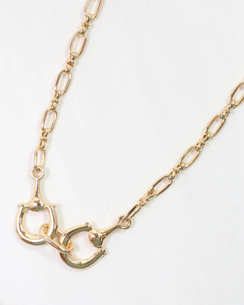 Declan Double Horsebit Necklace Gold