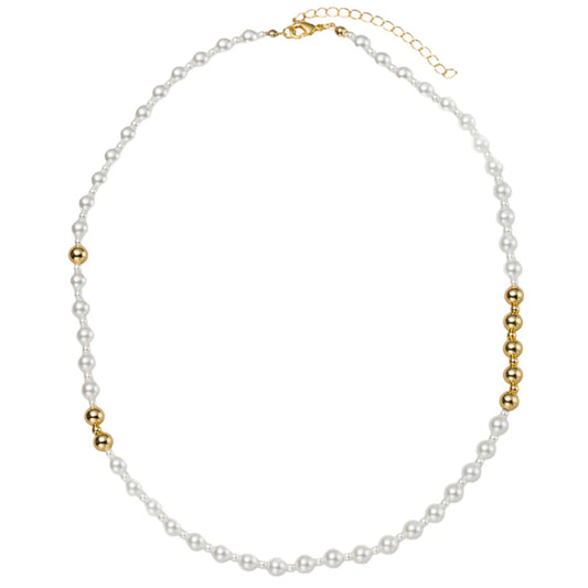 18K Gold Plated Gold & Pearl Beaded Necklace