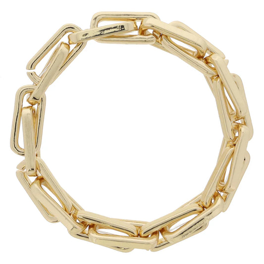 Stretchy Gold Paperclip Links Bracelet