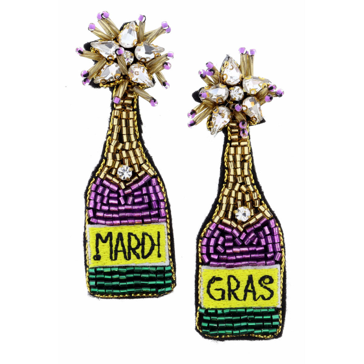 JM Beaded Mardi Gras Earrings