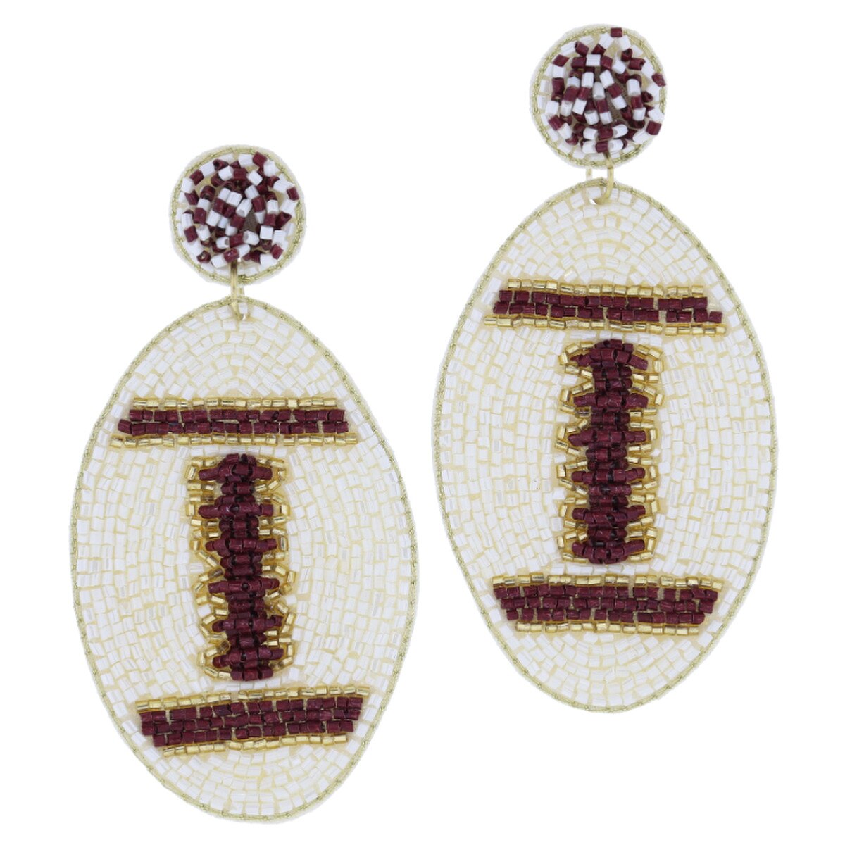 Jm Beaded Football Earrings