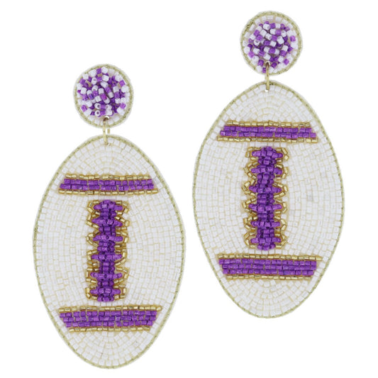 Jm Beaded Football Earrings