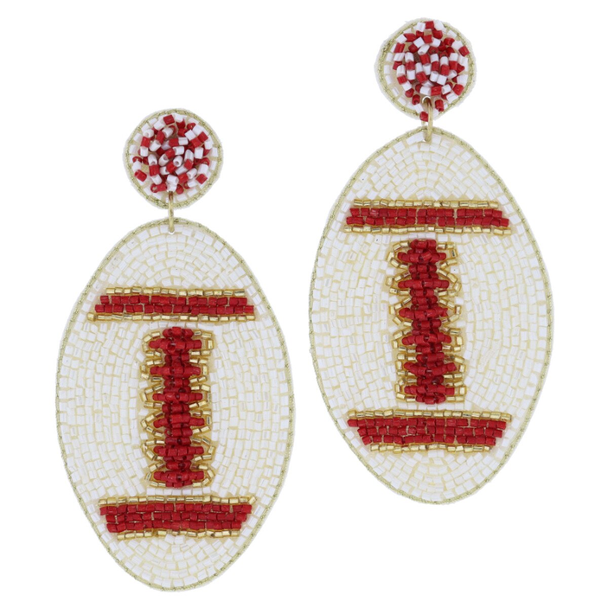 Jm Beaded Football Earrings