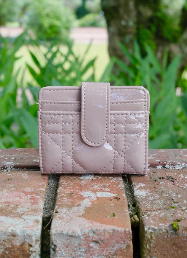 Tate Card Holder Wallet Pearl Taupe Patent