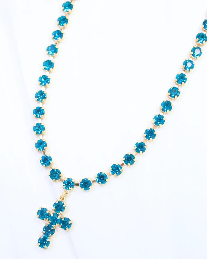 Santa Rosa Rhinestone Cross Necklace