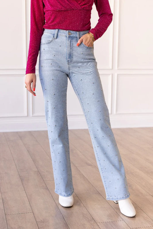 Amelie Light Wash Studded Jeans