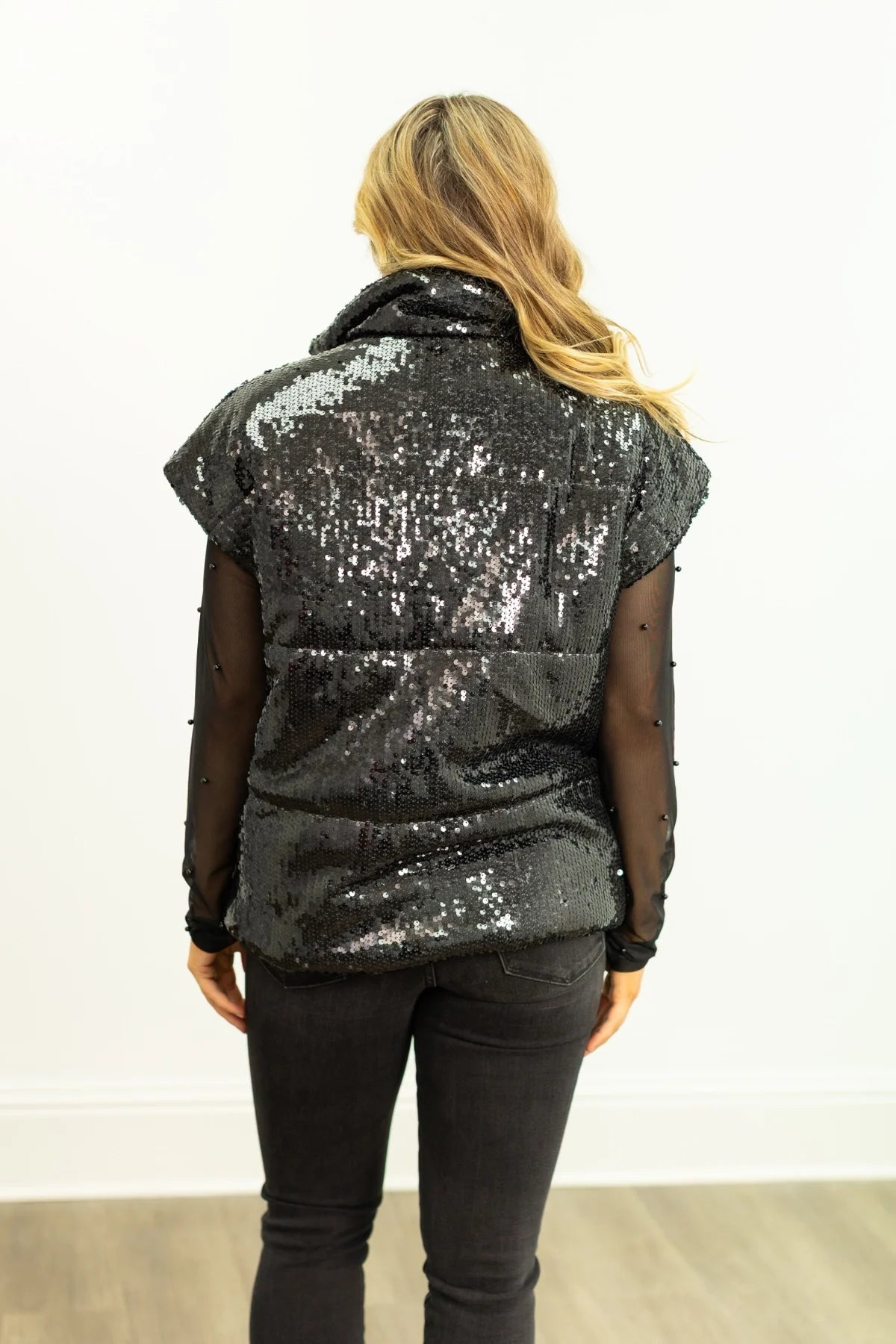 Sequin Puffer Vest