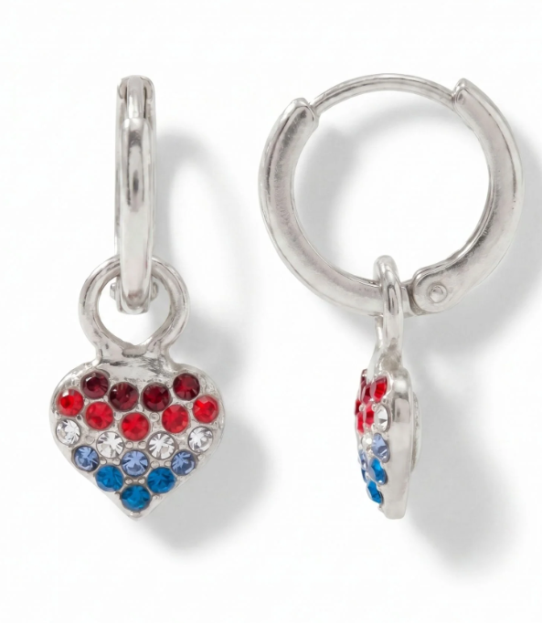 Mini Pave Heart Huggie Hoop Earrings