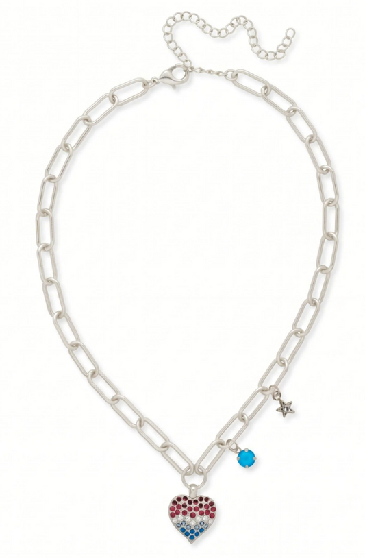 Pave Heart Charm Pendant Necklace
