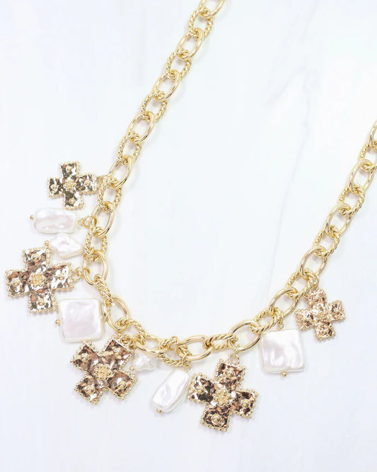 Pearson Cross Charm Necklace Gold