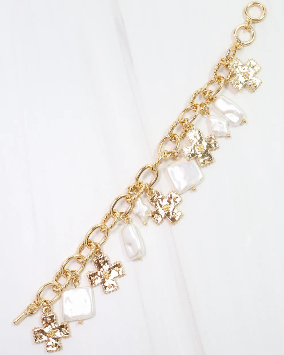 Pearson Cross Charm Bracelet Gold