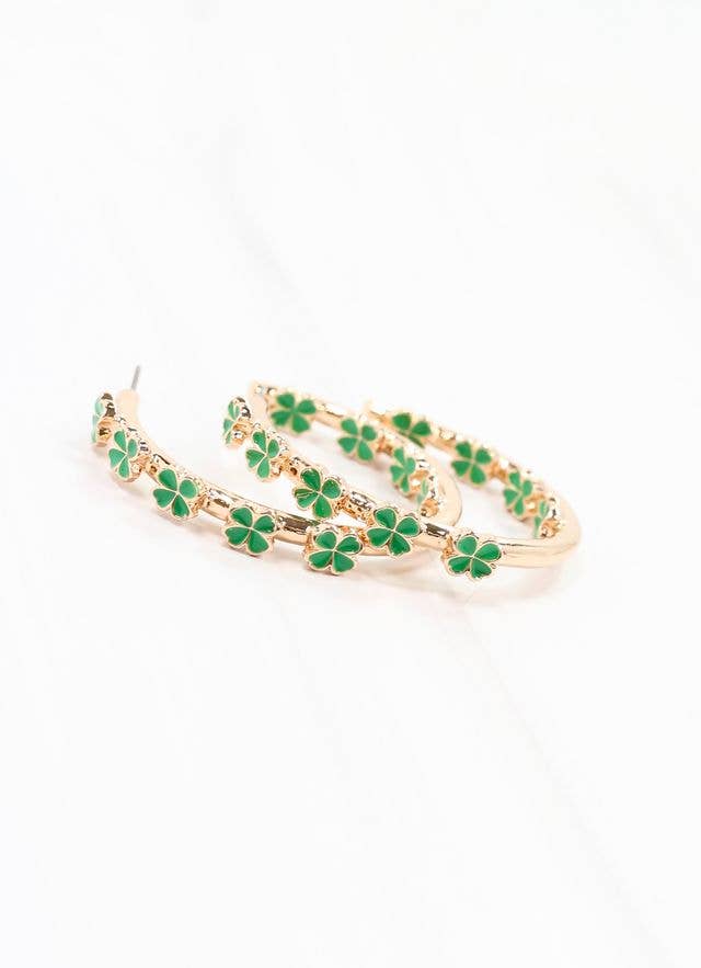 Shamrock Hoop Earring Green