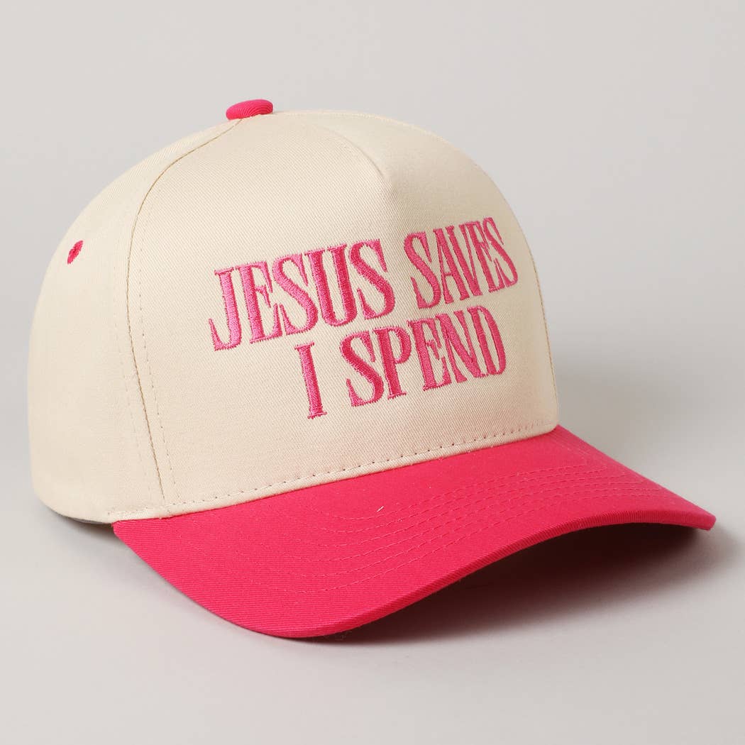 JESUS SAVES I SPEND Embroidery Trucker Hat