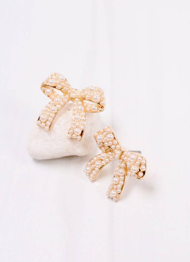 Caroline Hill - Paige Pearl Bow Earring GOLD