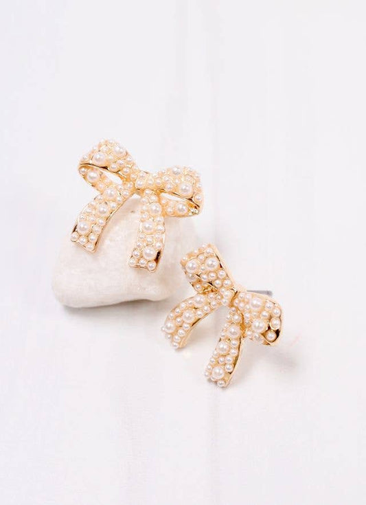 Caroline Hill - Paige Pearl Bow Earring GOLD