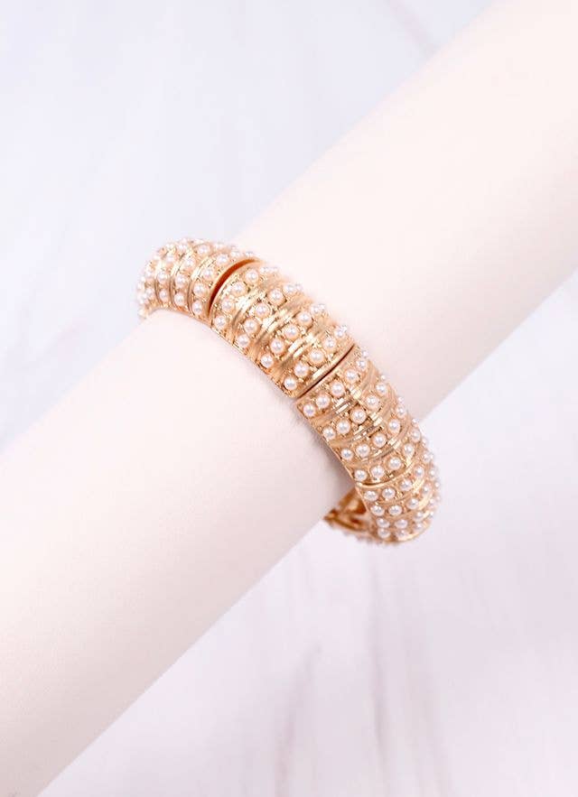 Candace Stretch Bracelet with Pearls GOLD