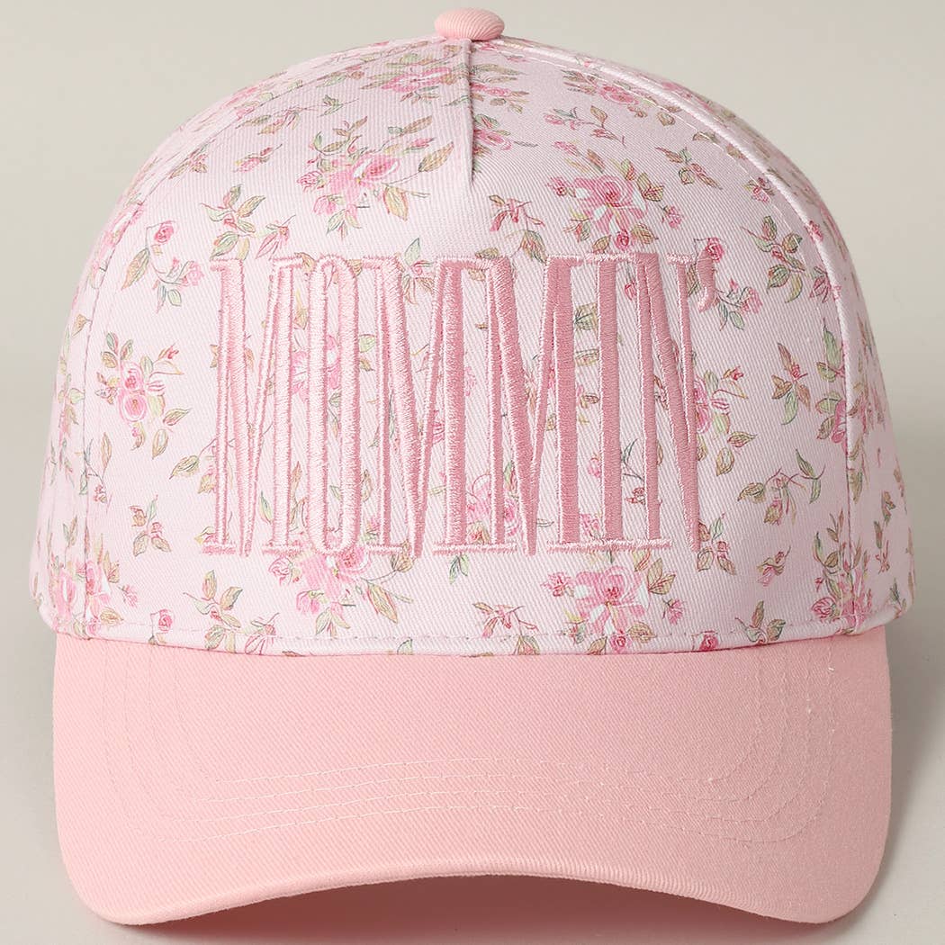 MOMMIN' Embroidered Flower PatternTrucker Hat