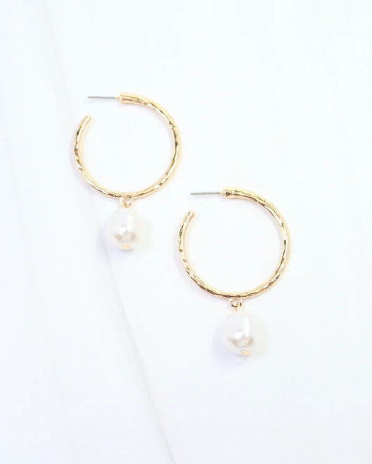 Laila Pearl Dangle Hoop Earring Gold