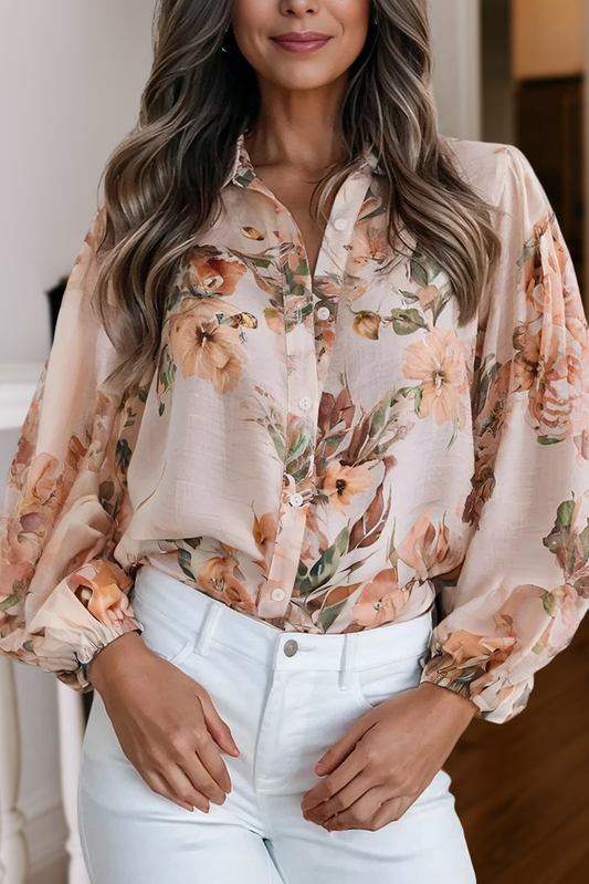 Retro Floral Puff Blouse